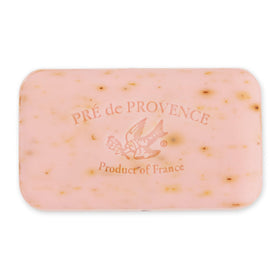 Close-up of Pre de Provence soap bar showing creamy texture