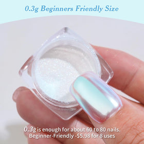Close-up of Pretty Diva iridescent chrome nail powder