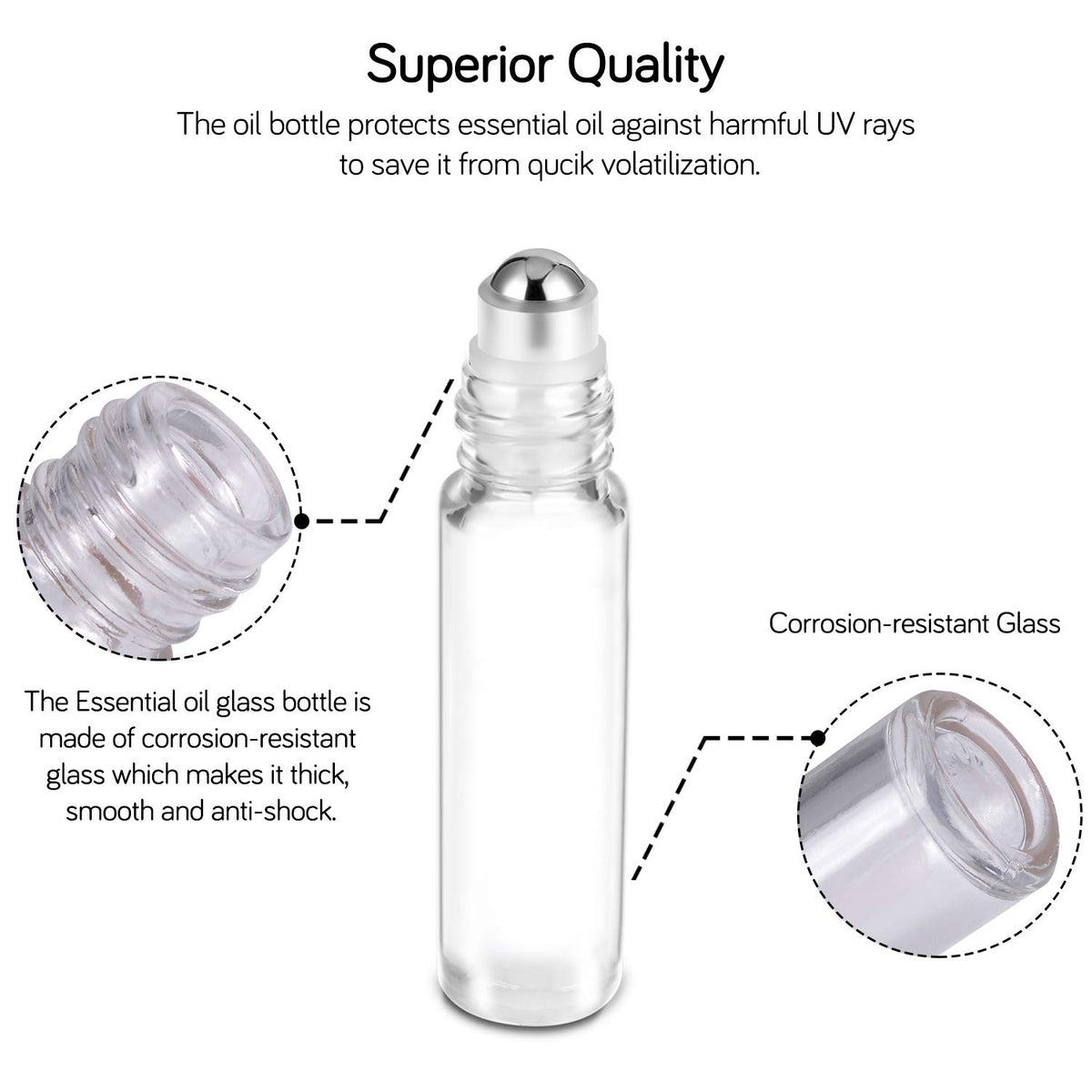 Close-up of PrettyCare Essential Oil Roller Bottle with bamboo lid