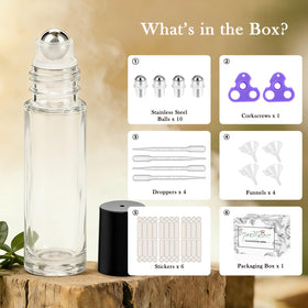 Close-up of PrettyCare essential oil roller bottle with black cap