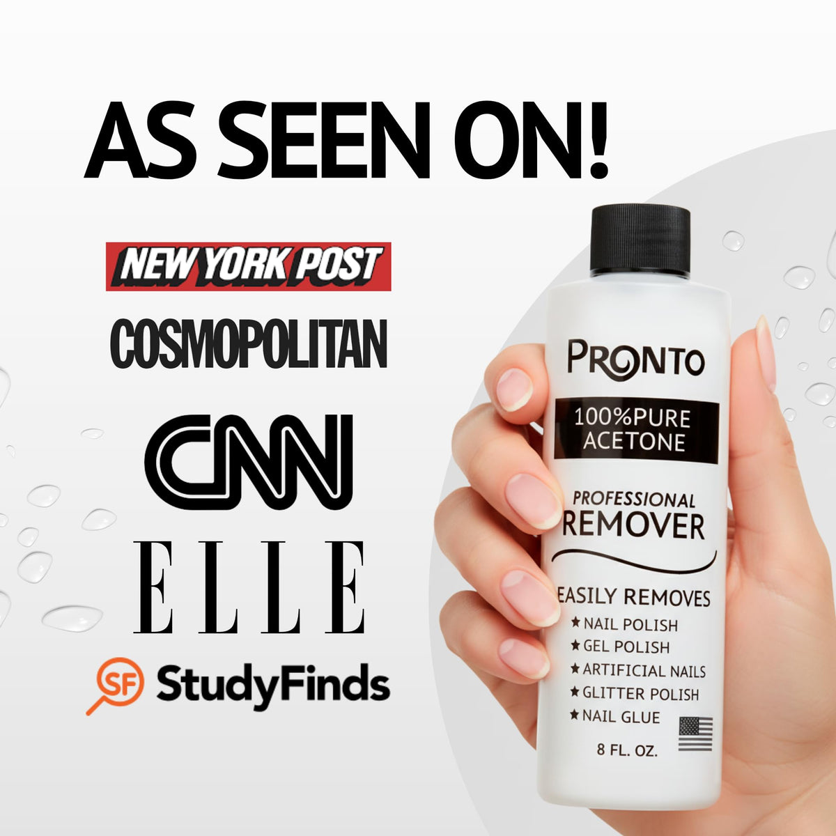 Close-up of Pronto Acetone Gel Nail Polish Remover label