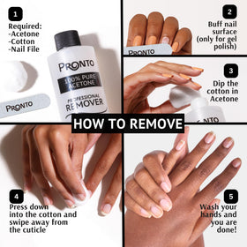 Close-up of Pronto acetone remover bottle