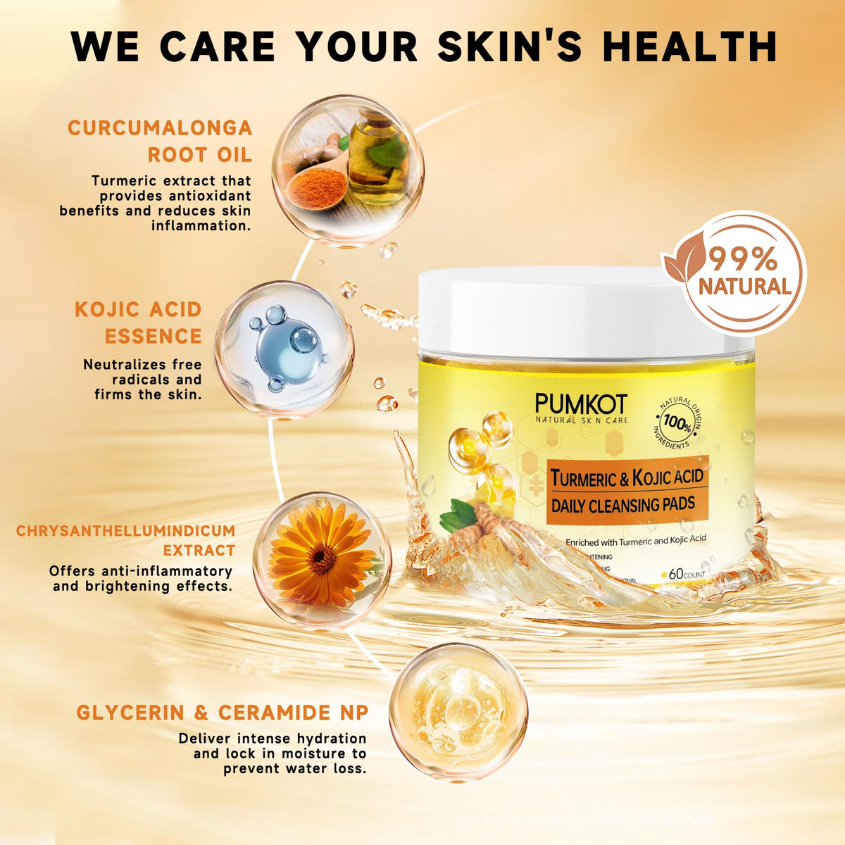 Close-up of Pumkot Turmeric Kojic Acid Cleansing Pad