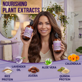 Close-up of PURE NATURE LUX SPA Lavender Repair Shampoo texture