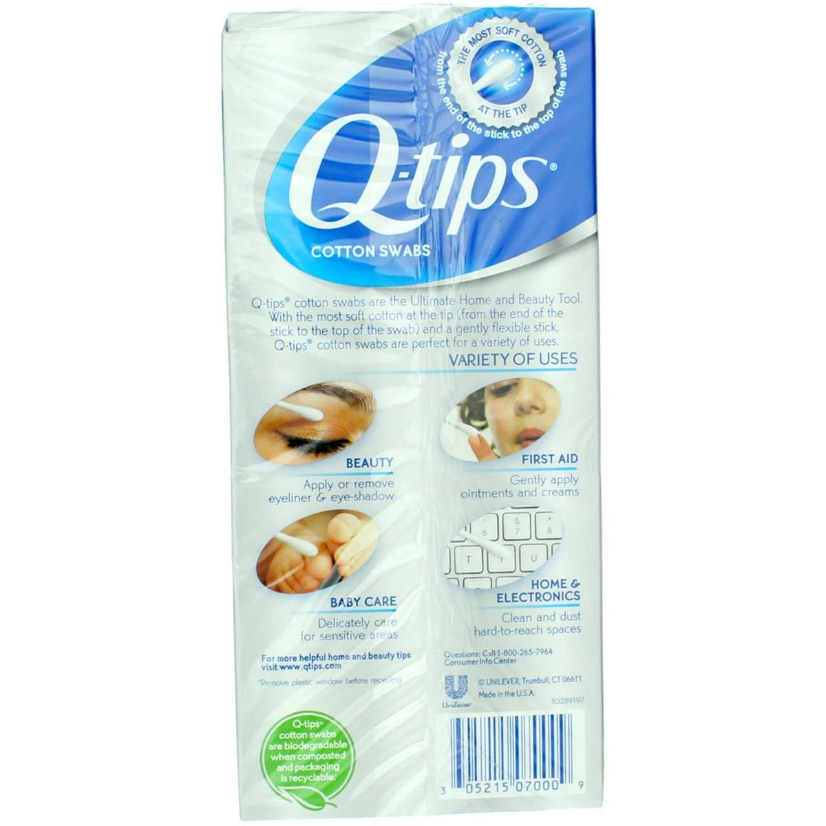 Close-up of Q-tips Flexible Cotton Swabs soft cotton tips
