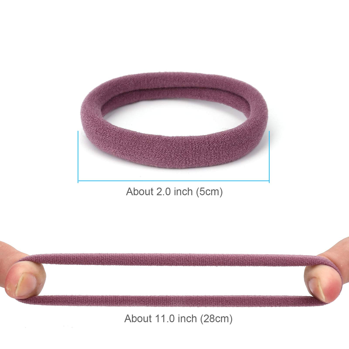 Close-up of Qarwayoc hair ties showing soft cotton material