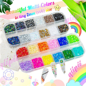Close-up of qiipii 24 Colour Jelly Resin Rhinestones showing vibrant colours