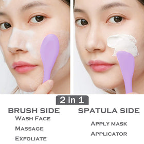 Close-up of RamPula silicone brush showing dual-ended design