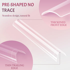 Close-up of Ranrose Clear Extra Long Nail Tips with square design
