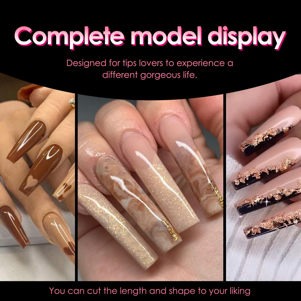 Close-up of Ranrose Long Straight Nail Tips half matte texture