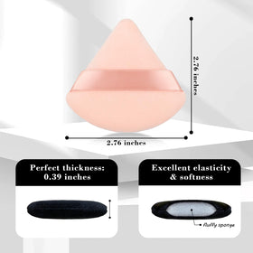Close-up of RAREIUS Triangular Powder Puff showing velvet texture