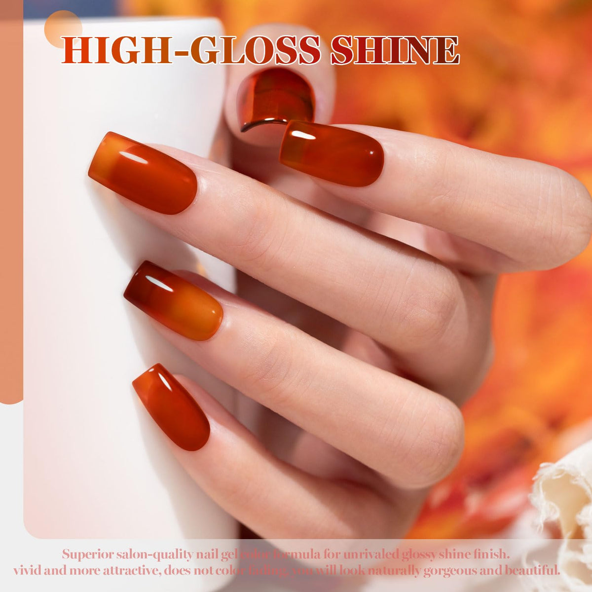 Close-up of RARJSM Amber Jelly Gel Nail Polish in bottle