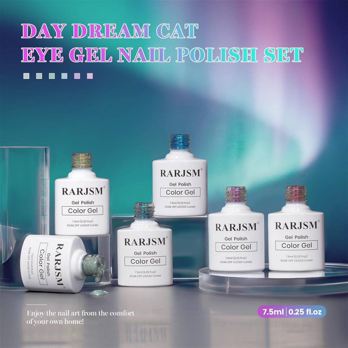 Close-up of RARJSM Cat Eye Gel Nail Polish in pink