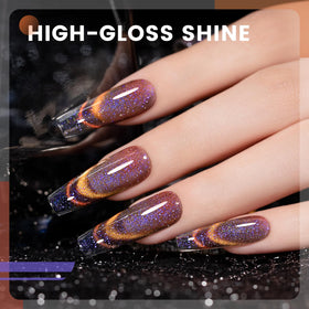 Close-up of RARJSM gel polish bottle with shimmering effect
