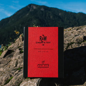 Close-up of RawChemistry Pheromone Infused Cologne bottle