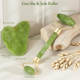 Close-up of Real Perfection jade roller for facial massage