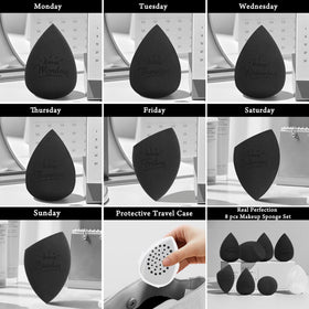 Close-up of Real Perfection makeup sponges in various shapes