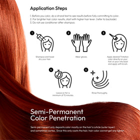 Close-up of Red By Kiss Tintation hair colour tube with ingredients