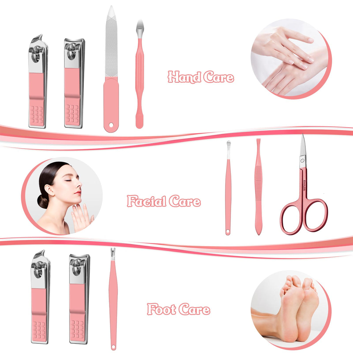 Close-up of RedFlow nail clippers and tools