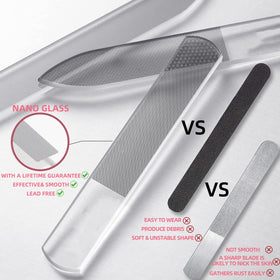 Close-up of RedFlow nano glass nail file showing its smooth surface