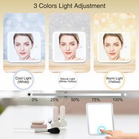 Close-up of Relavel LED mirror with adjustable lighting