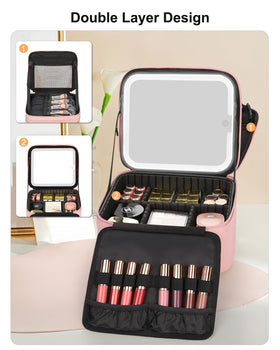 Close-up of Relavel Makeup Bag LED mirror with lighting