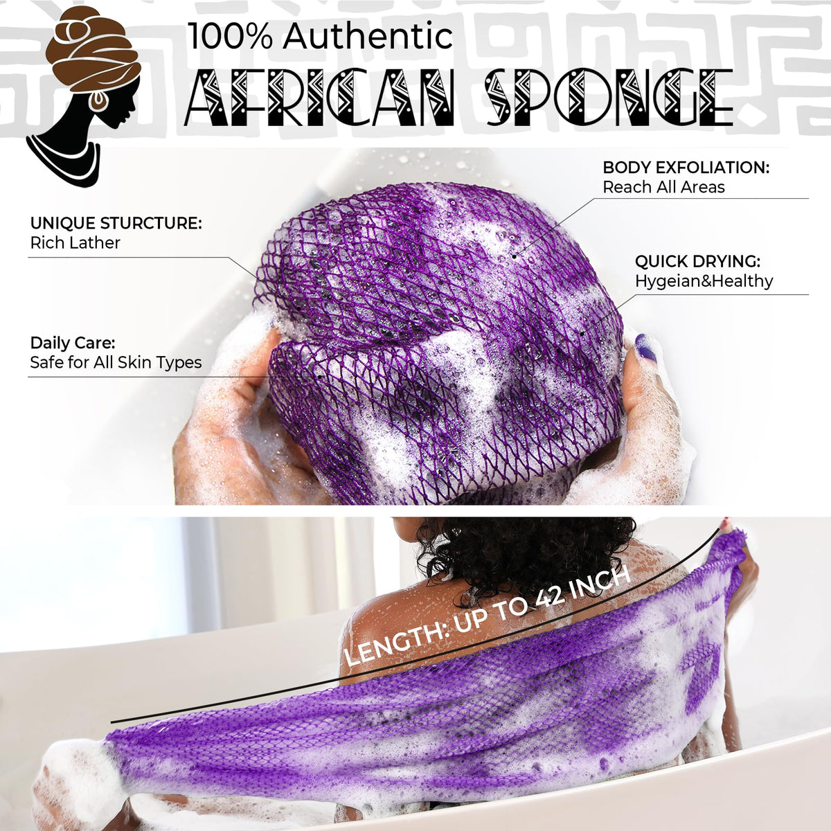 Close-up of RelaxScene African Net Sponge showing fine knit texture