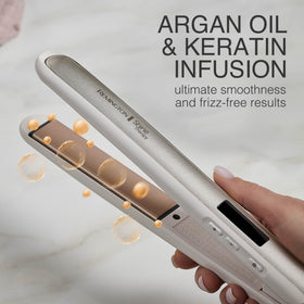 Close-up of Remington Shine Therapy straightener plates