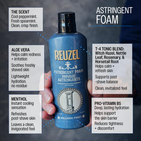 Close-up of REUZEL Astringent Foam texture on hand
