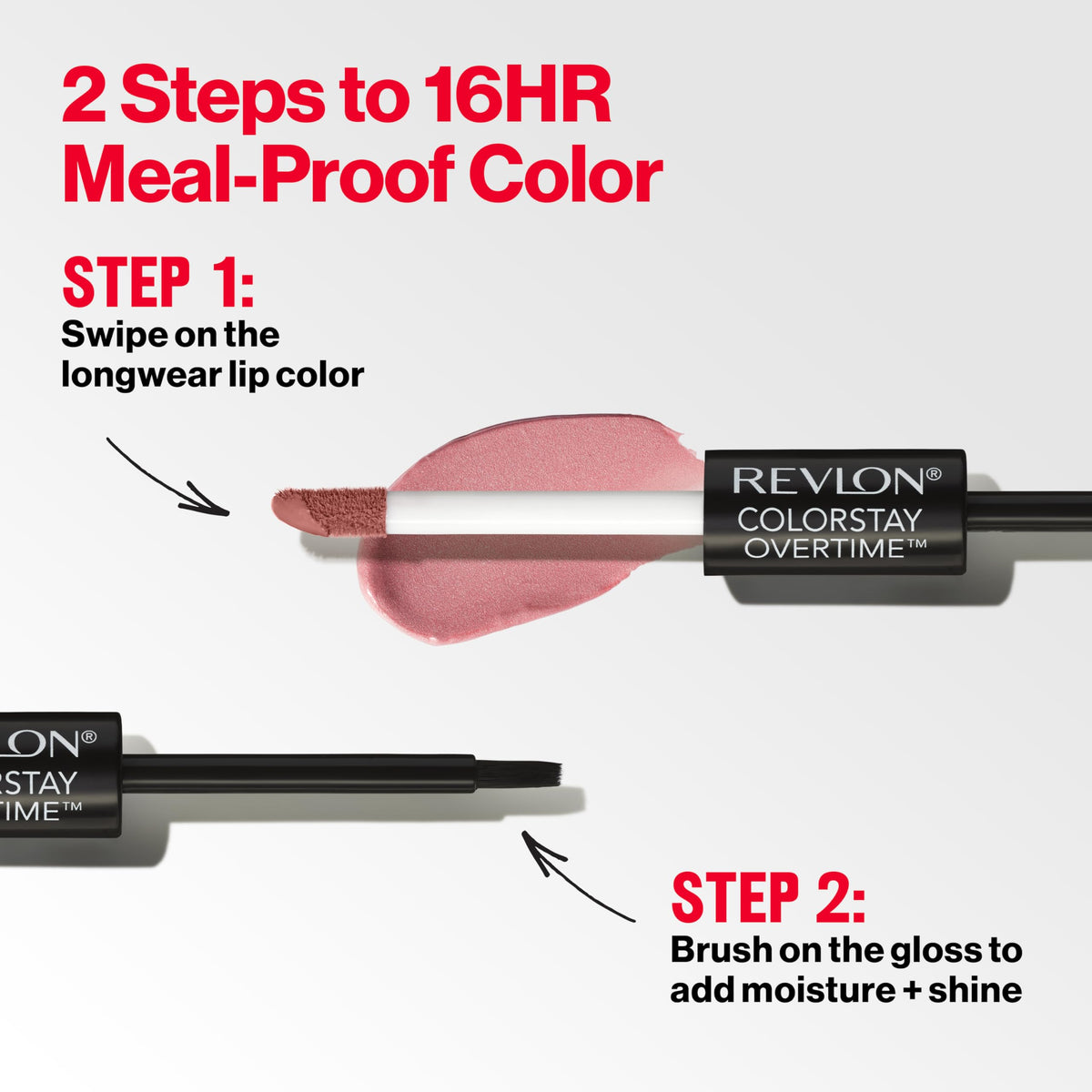 Close-up of REVLON ColorStay Overtime Lipcolor 540 Unstoppable Nude on lips