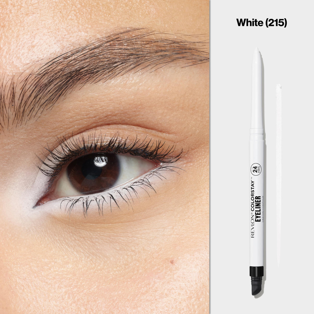 Close-up of REVLON ColorStay Pencil Waterproof Eyeliner 215 White tip