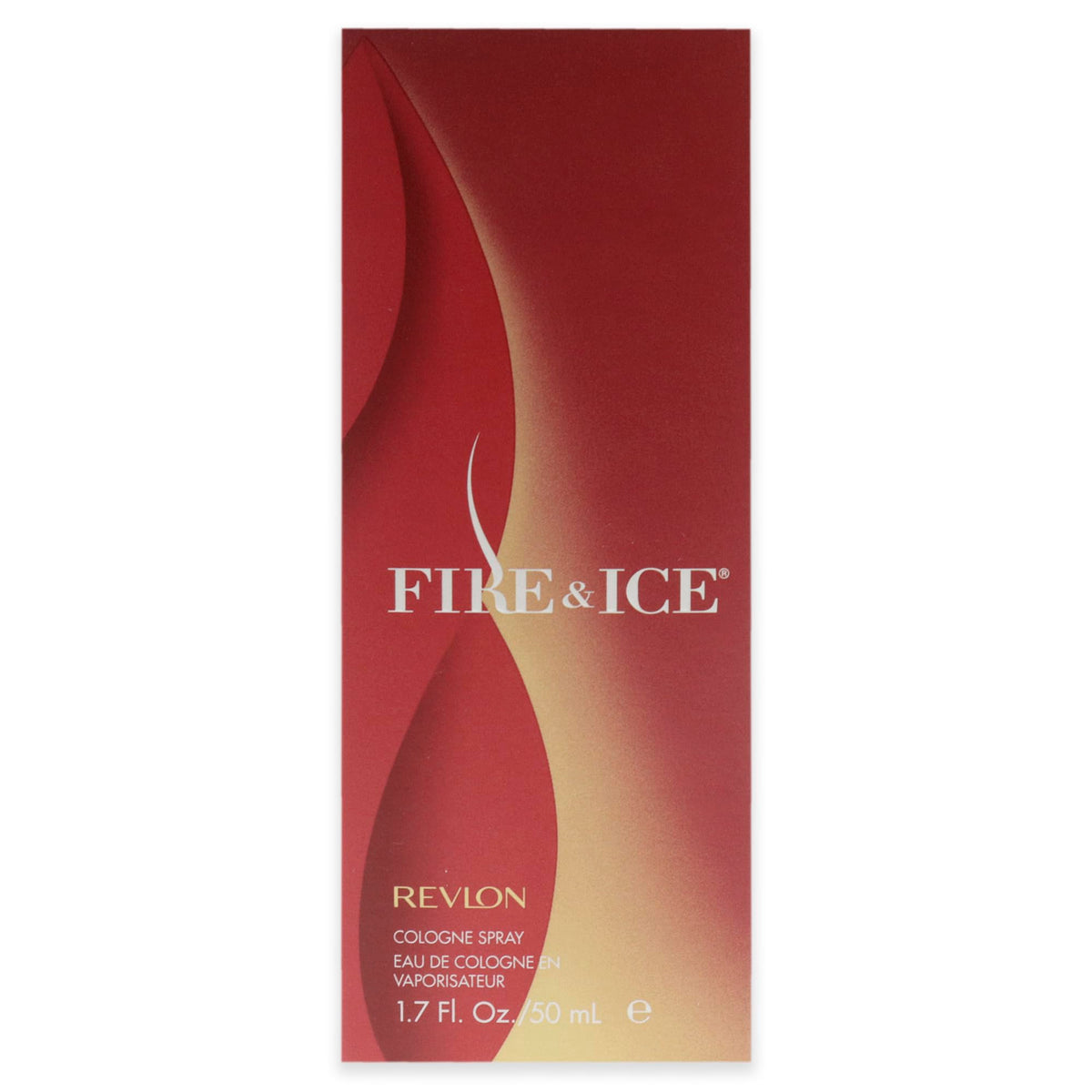 Close-up of REVLON Fire & Ice Eau de Cologne Spray bottle