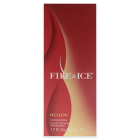 Close-up of REVLON Fire & Ice Eau de Cologne Spray bottle
