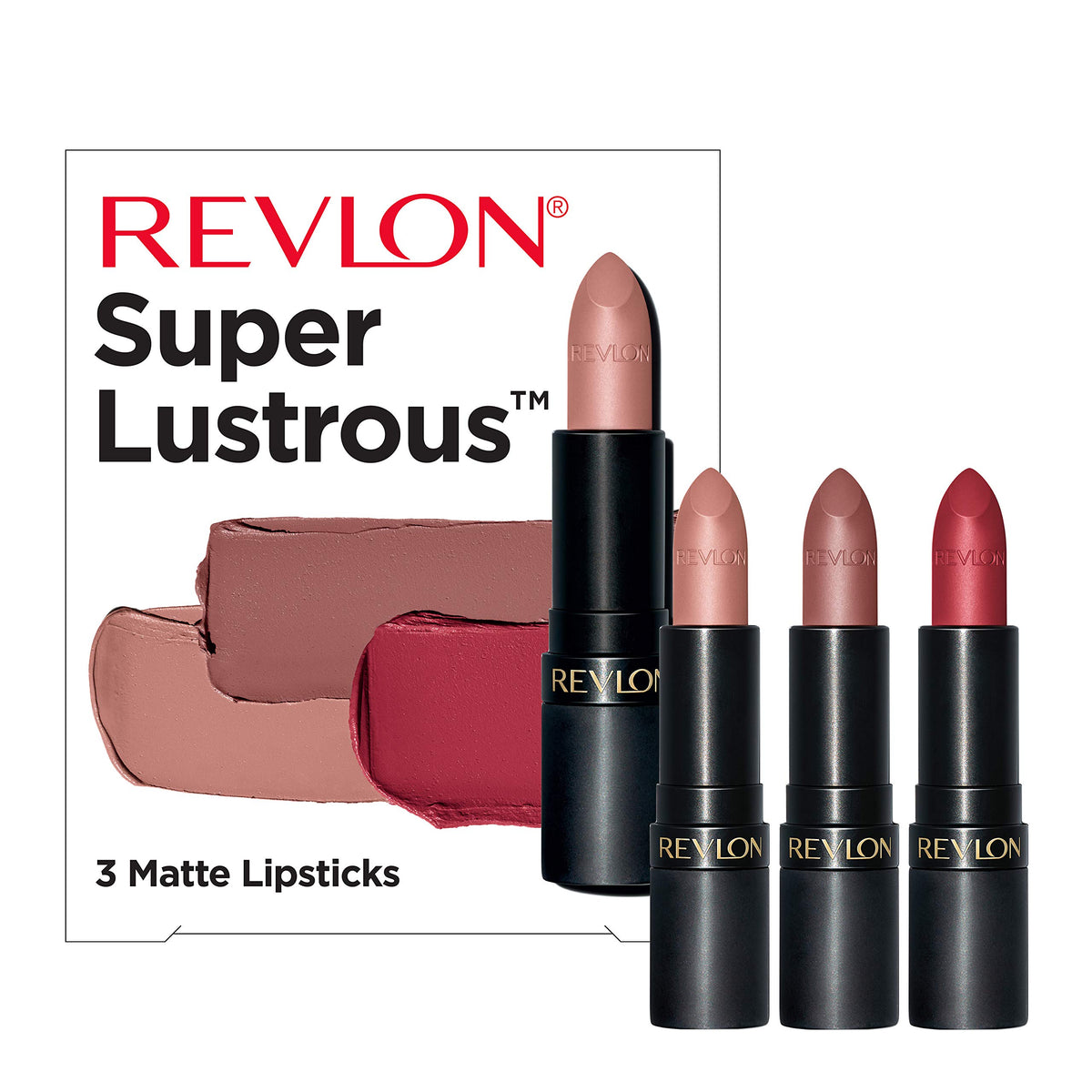 Close-up of REVLON lipstick bullet in matte tube
