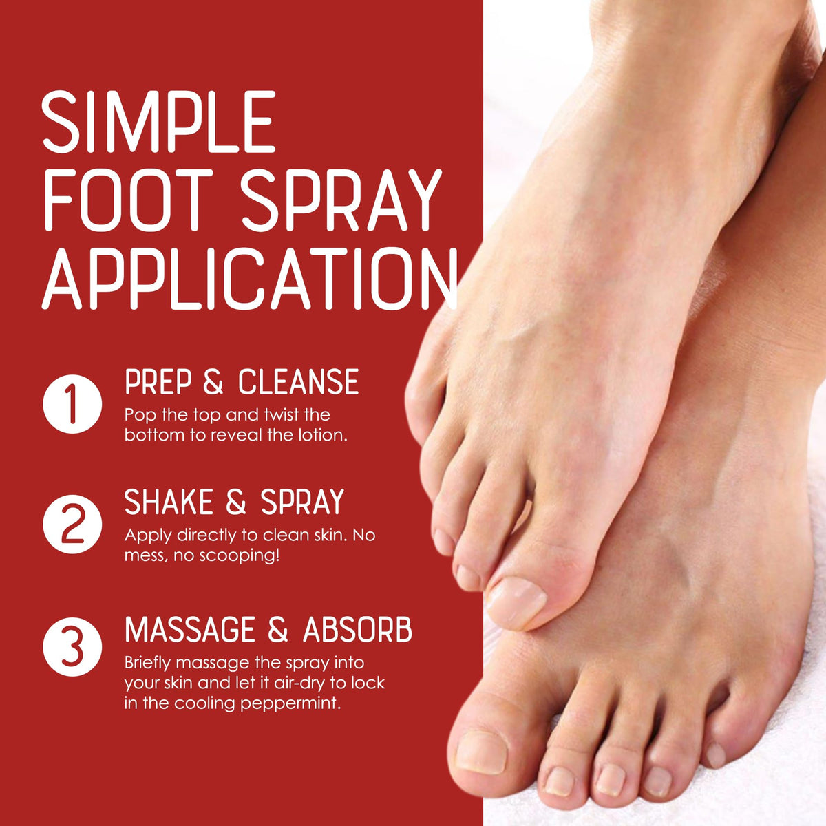 Close-up of Rinse Bath & Body Peppofoot Peppermint Foot Spray bottle