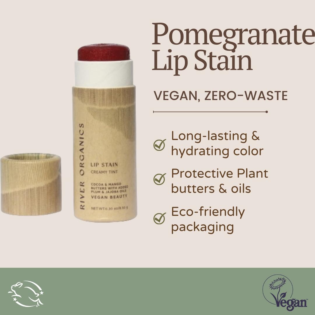 Close-up of River Organics Organic Lip Stain Pomegranate texture