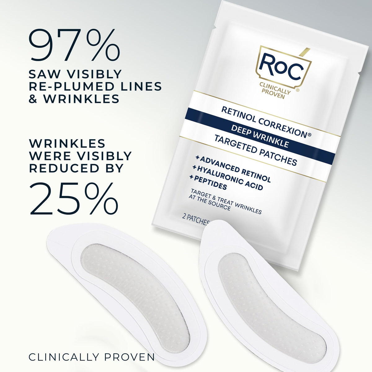 Close-up of RoC Retinol Correxion Forehead Wrinkle Patch applied