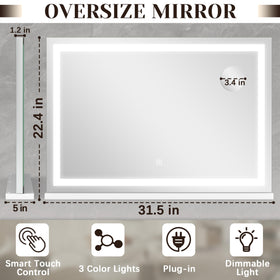 Close-up of ROLOVE lighted vanity mirror touch controls