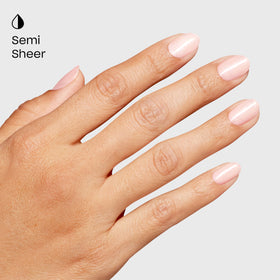 Close-up of rosy-beige shimmer of OPI Hear Me-ow gel polish