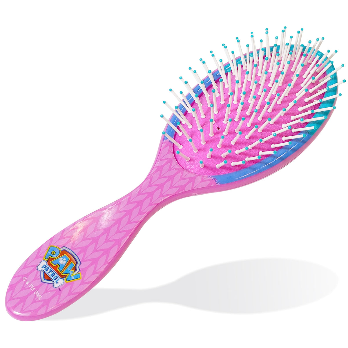 Close-up of rounded bristles on hairbrush