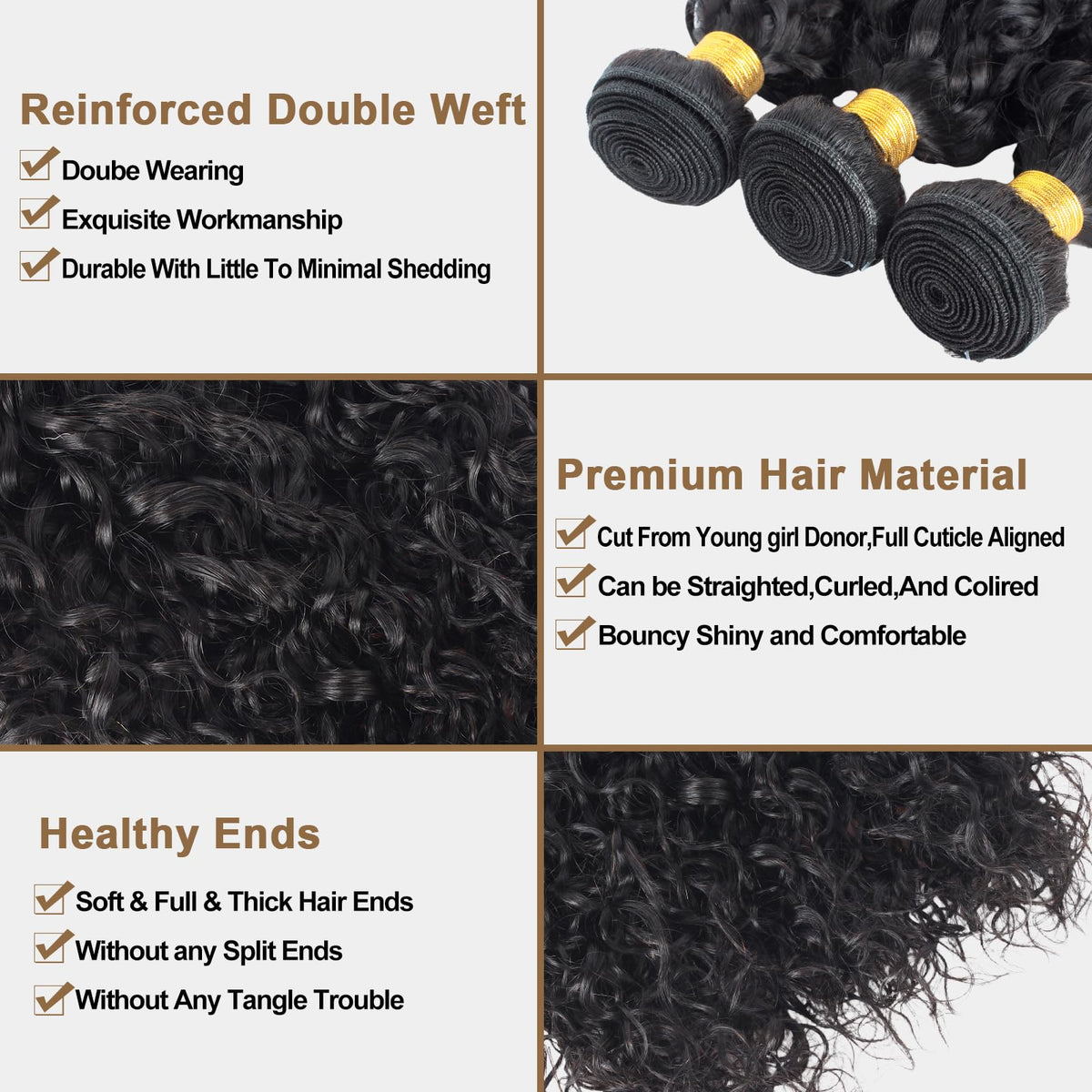 Close-up of ROYAL IMPRESSION Water Wave Human Hair texture