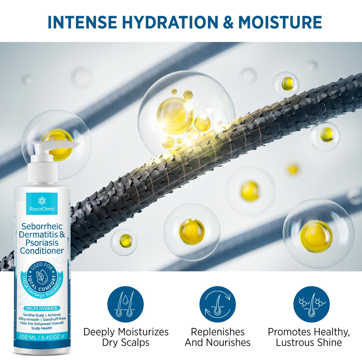 Close-up of Roycederm Scalp Care Conditioner cap