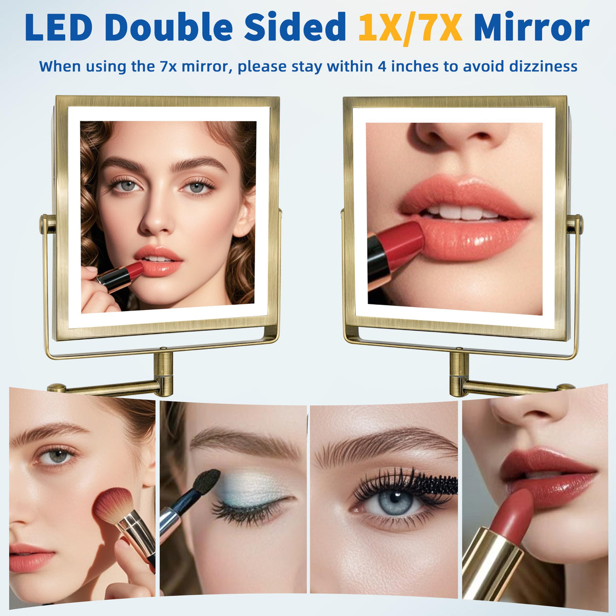 Close-up of Ruacq Wall Mounted Makeup Mirror lights