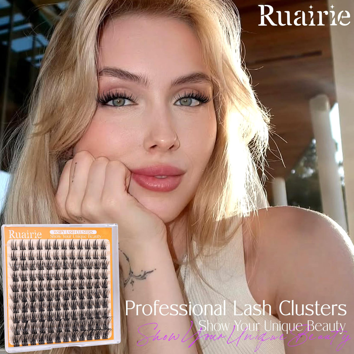Close-up of Ruairie Lash Clusters showing individual lashes