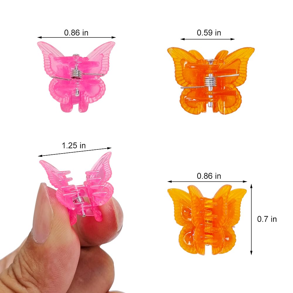 Close-up of Ruocce butterfly hair clips in various colours