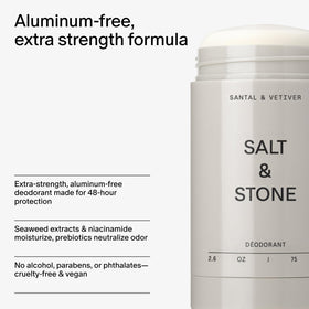 Close-up of Salt & Stone natural deodorant stick