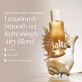 Close-up of Saltair Body Oil bottle with pump