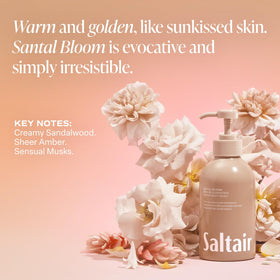 Close-up of Saltair Body Wash pump in use