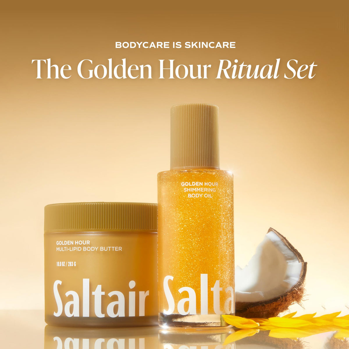 Close-up of Saltair Shimmering Body Oil texture on skin