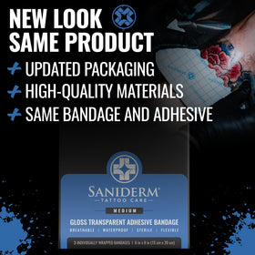 Close-up of Saniderm Tattoo Aftercare Bandage showing texture